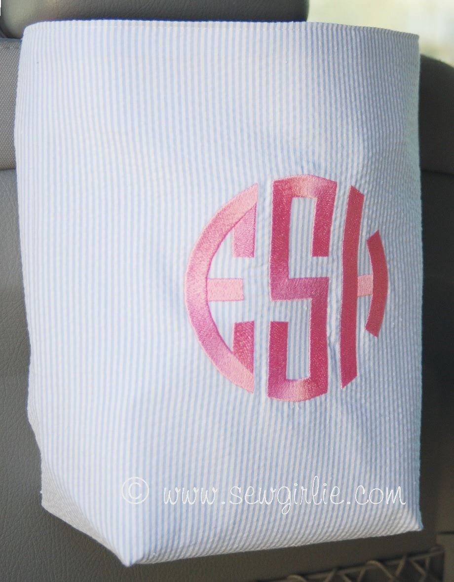 Personalized Custom Monogrammed Seersucker Car Trash Bag