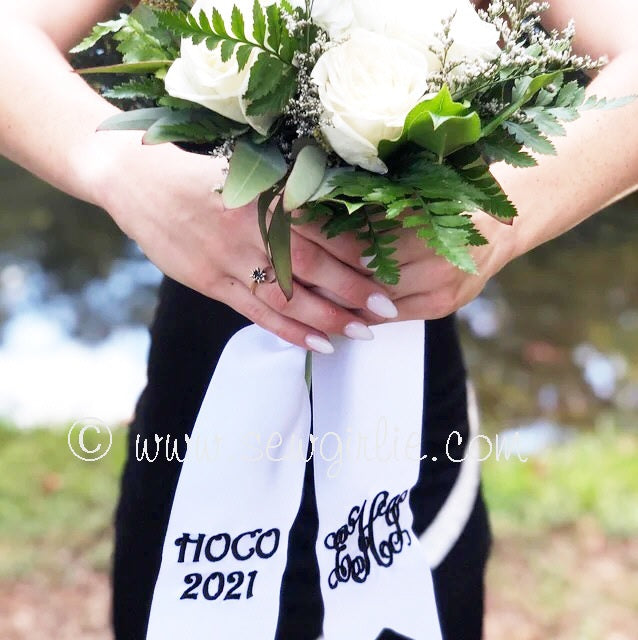 Preppy Monogrammed Homecoming or Prom Bouquet Ribbon