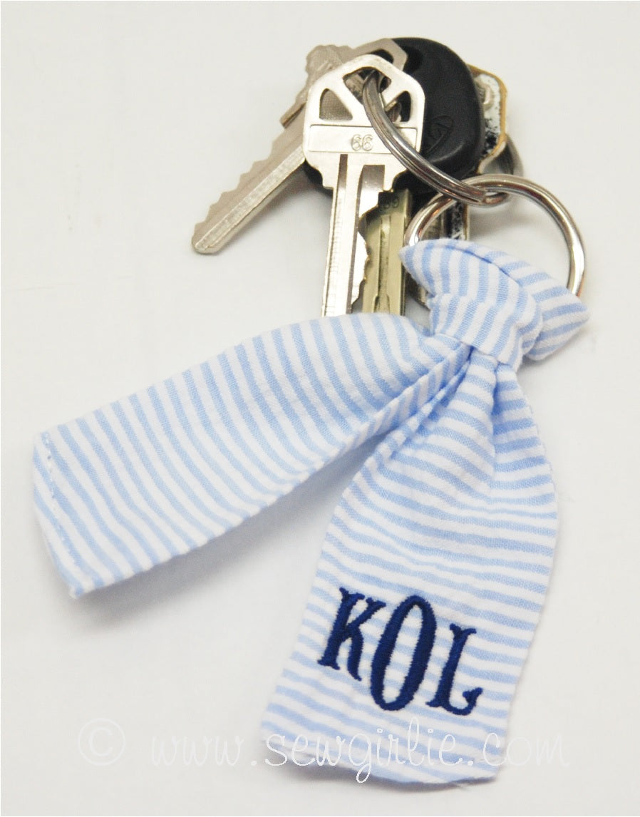 Personalized Preppy Petite Monogrammed Seersucker Key Fob/Personalized keychain